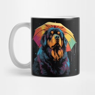 Tibetan Mastiff Rainy Day With Umbrella Mug